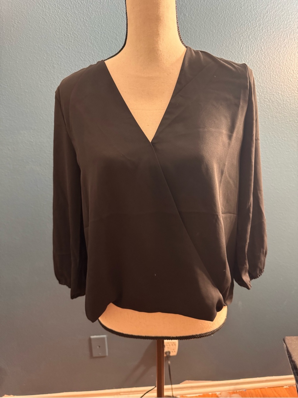 Philosophy Black V-Neck Wrap-Style Blouse